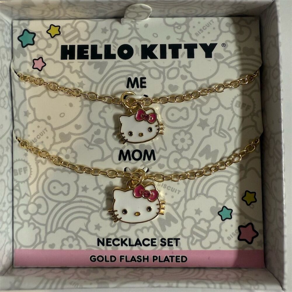 Hello Kitty Gold "Mommy and Me" Necklace Set Unisex Kids Jewelry